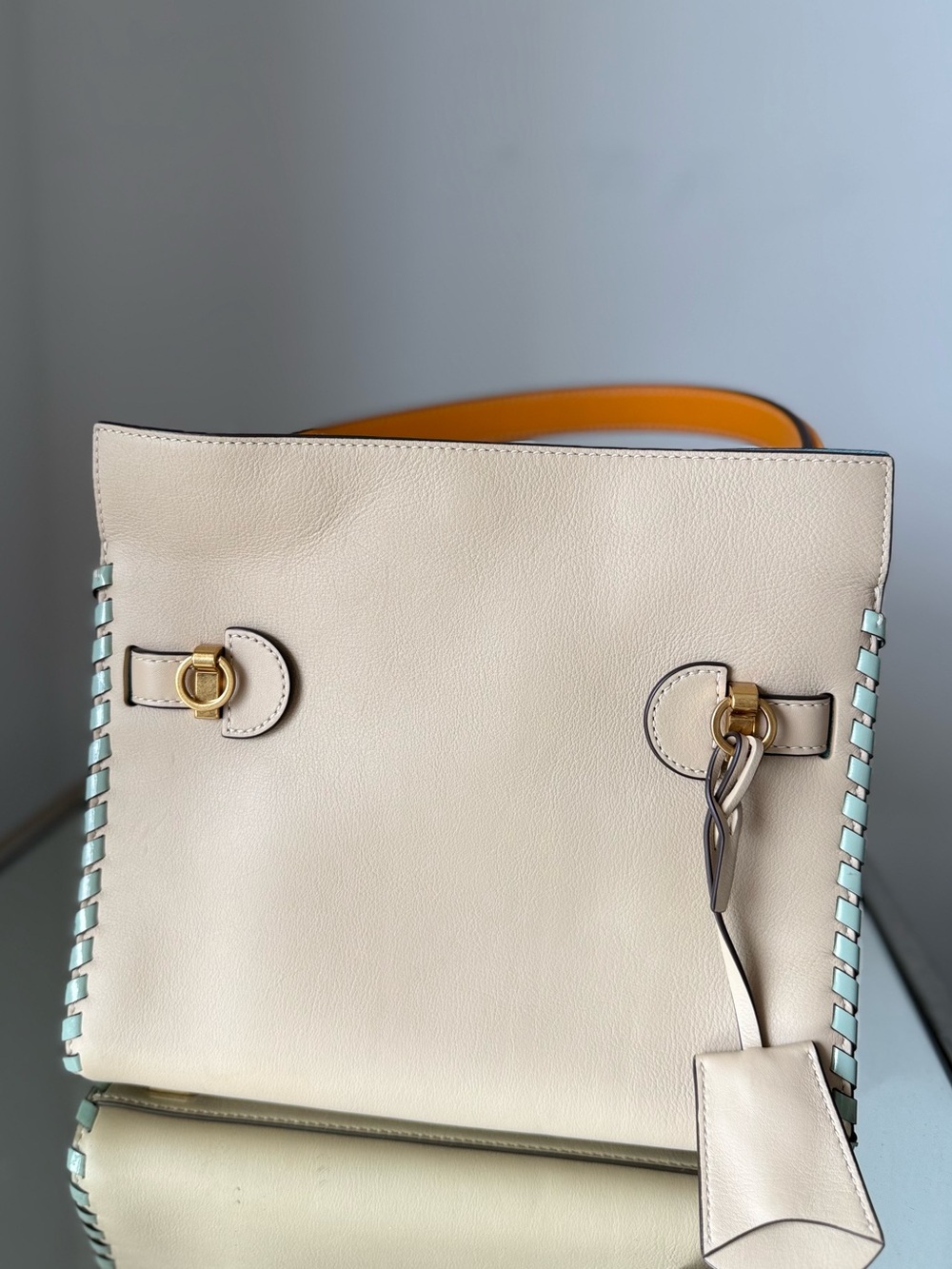 Like new Tory Burch Lee Radziwill Small Whipstitch Leather Satchel Bag $1,398 - Picture 12 of 14
